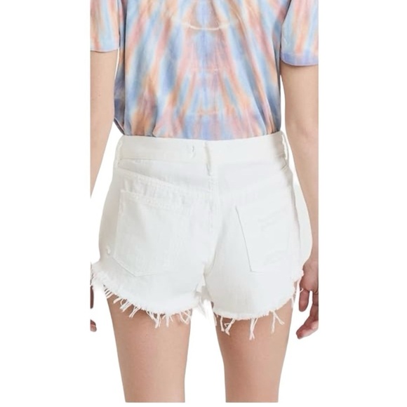 FREE PEOPLE x WE THE FREE Loving Good Vibrations White Distressed Jean Shorts - Picture 3 of 7